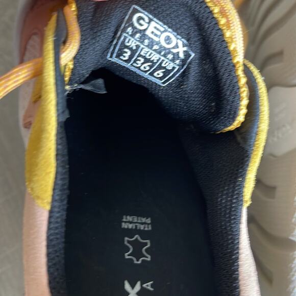 GEOX RESPIRA Yellow Cream White Pink Wedge Sneaker Women’s Size 6 - Picture 8 of 9